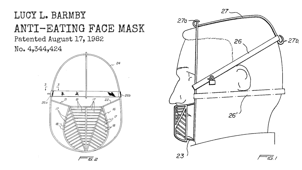 The patent for an anti eating face mask