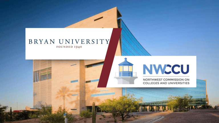 The Bryan University logo sits next to the NWCCU logo